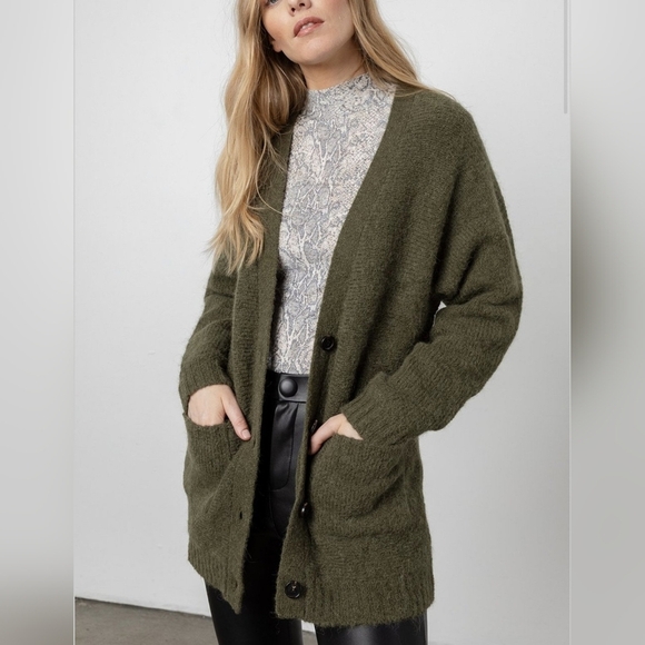 Rails Oslo Cartigan Button Up Wool Alpaca Blend in Olive Size Small - Picture 1 of 11